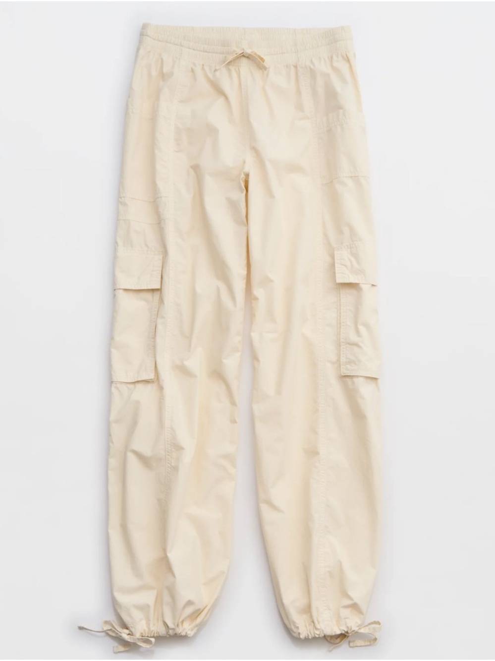 aerie Cream Wide-Leg Cargo Pants with Drawstring Waist - Picture 5 of 16